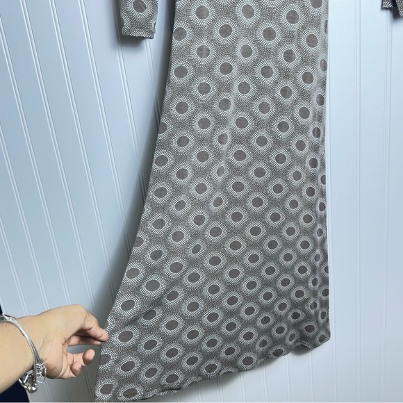 Boden Brown and White Circle Wrap Midi Fit and FLare Dress SZ 8R Stretch Casual - Picture 11 of 12